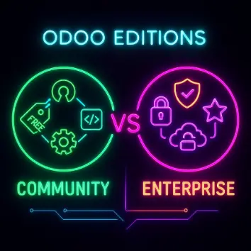 اكتشف الفرق بين إصدارات Odoo Community وEnterprise — من حيث المميزات، الدعم، والتكاملات.